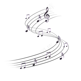 漂浮多彩五线谱音符,免抠元素