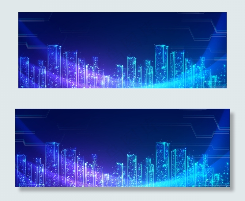 城市楼宇蓝色科技感banner(1920*700px 	       )psd模版下载