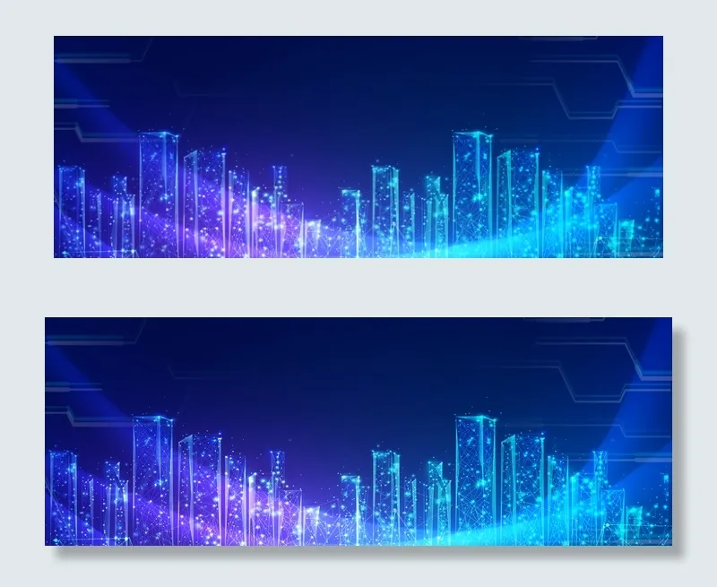 城市楼宇蓝色科技感banner