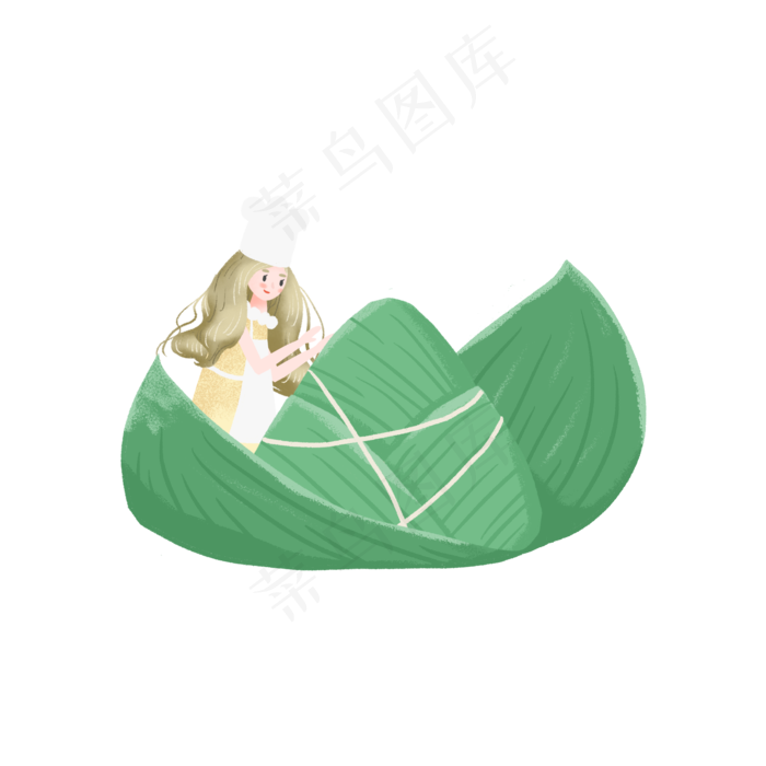 端午节包粽子的女孩