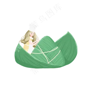 端午节包粽子的女孩