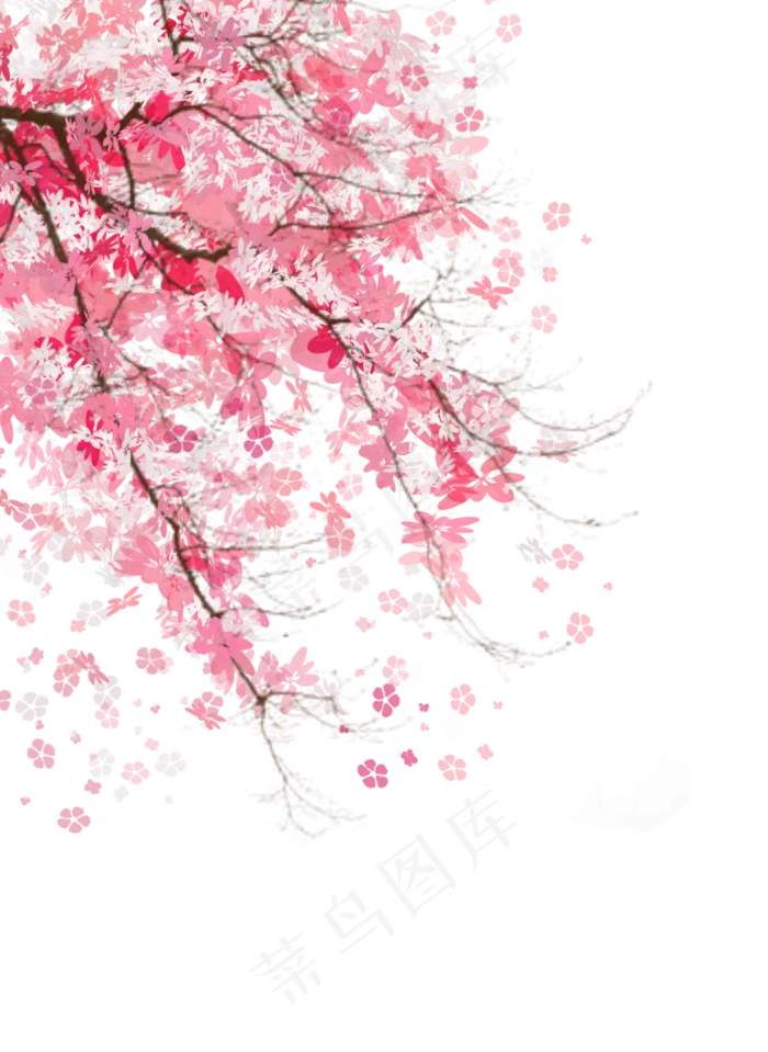 粉色少女心樱花树,免抠元素(2874X3940(DPI:300))psd模版下载
