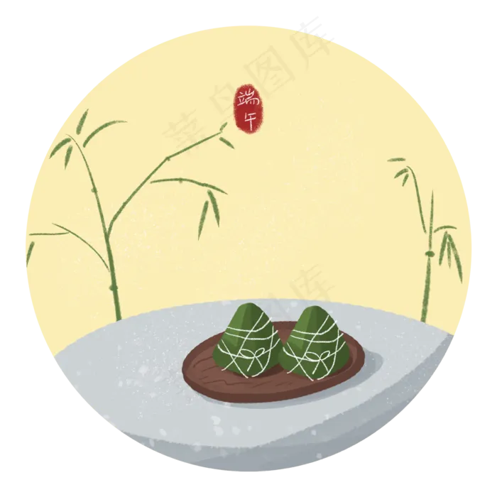 端午节石桌上的粽子装饰(2362X2362(DPI:300))psd模版下载