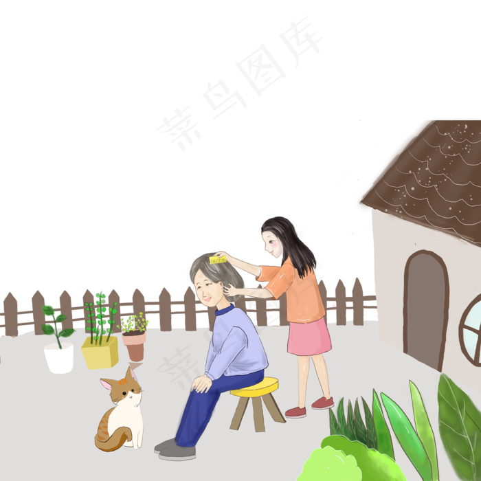 母亲节母慈子孝画面(2000X2000(DPI:300))psd模版下载