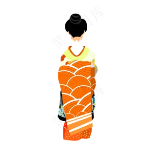 矢量免扣卡通日本女人