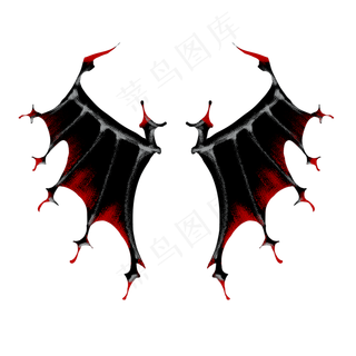 翅膀+暗黑+红+哥特+装饰+免扣,免抠元素