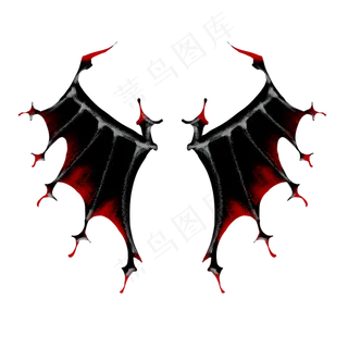 翅膀+暗黑+红+哥特+装饰+免扣,免抠元素