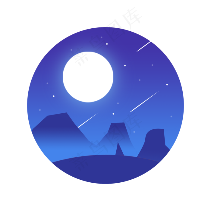 微光渐变扁平风仲夏夜星空流星月