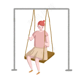 荡秋千的小女孩PNG