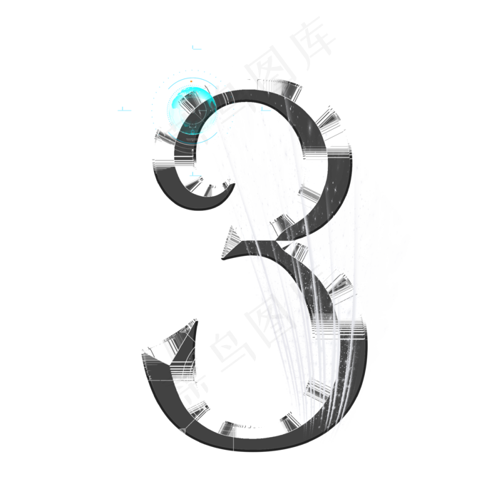 银色科技数字3(2000*2000px 	      )psd模版下载