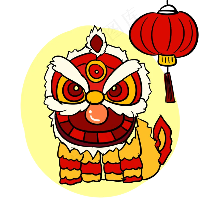 新年大吉舞舞动狮子可商用元素,免抠元素(2000X2000(DPI:300))psd模版下载