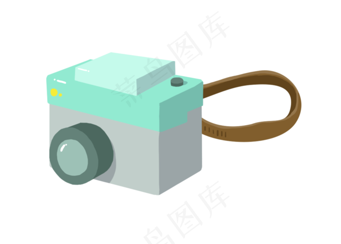 手绘彩色相机插画,免抠元素