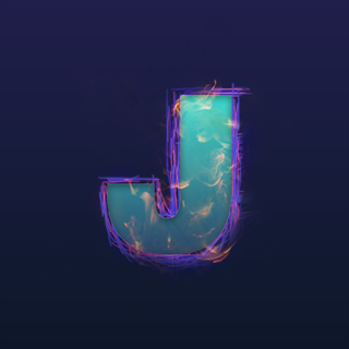 火焰蓝色炫光大写字母J