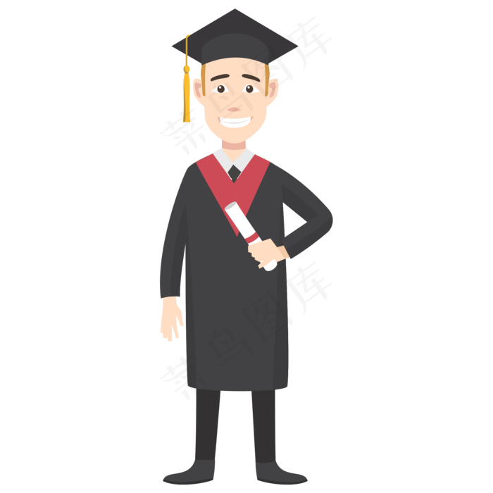 矢量扁平手拿毕业证书穿学士服的ai矢量模版下载