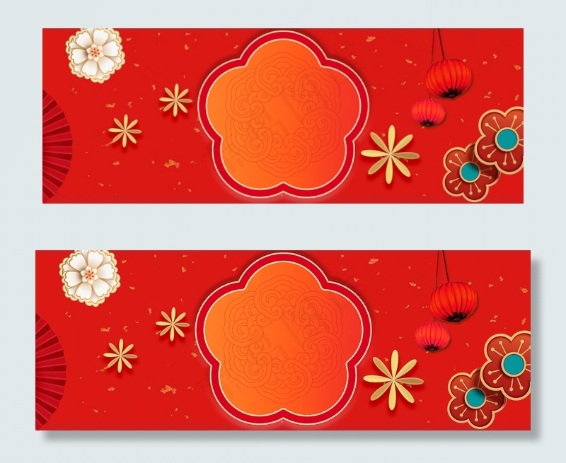 红色立体花朵灯笼庆祝谢师宴banner(1920*700px 	       )psd模版下载