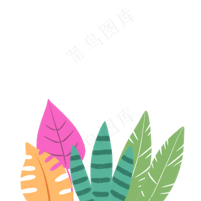 夏天彩色叶子树叶手绘(2000X2000(DPI:300))psd模版下载