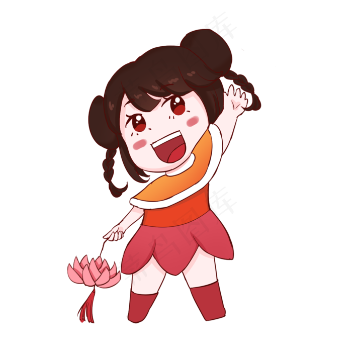 元宵节手拿花灯汤圆女孩系列插图,免抠元素