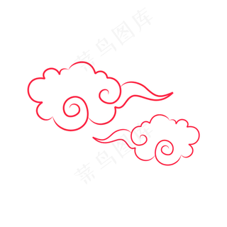 手绘红色中国风祥云,免抠元素