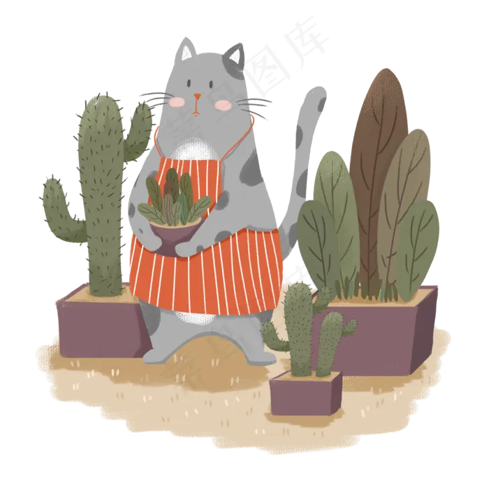 卡通猫咪芒种节气图(2000X2000(DPI:300))psd模版下载