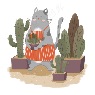 卡通猫咪芒种节气图