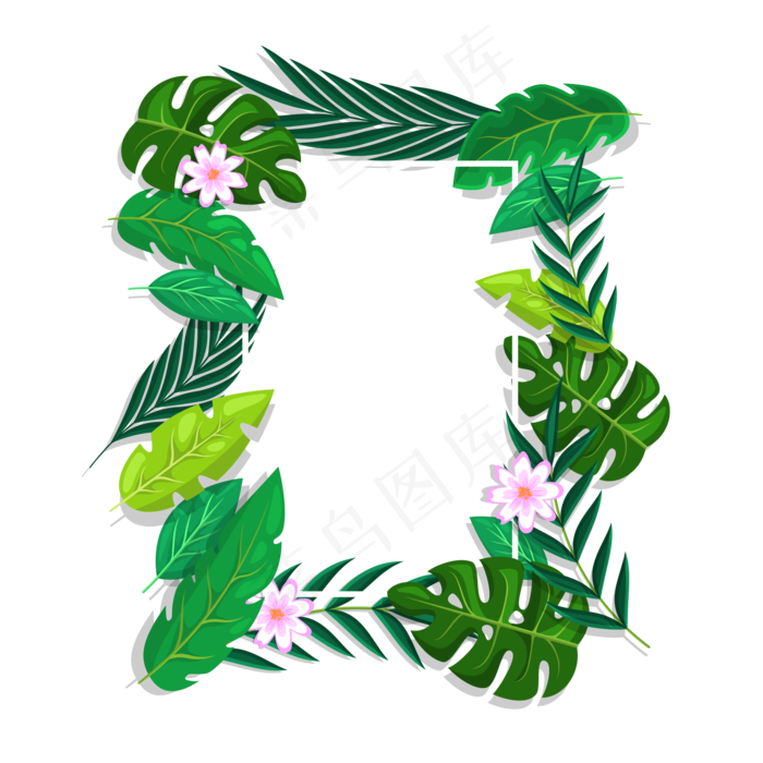 夏季夏天夏至画框植物免扣素材ai矢量模版下载