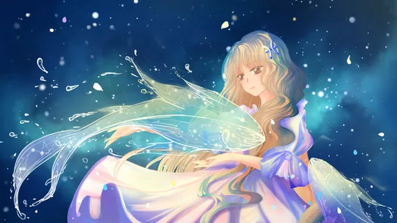 蓝色唯美卡通治愈十二星座之一双鱼座配图 蓝色唯美卡通治愈十二星座之一双鱼座配图