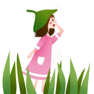 戴着叶子帽子女孩