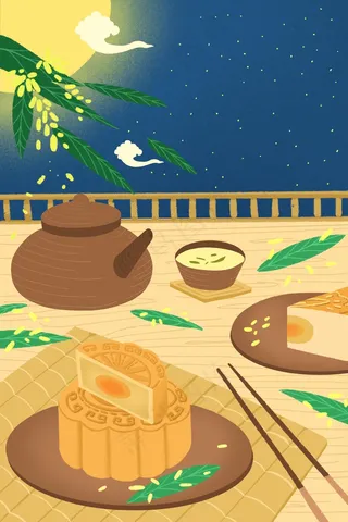深色系中秋月饼传统节日团圆
