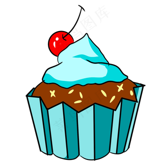 蓝色手绘冰激凌食物元素