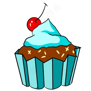 蓝色手绘冰激凌食物元素 蓝色手绘冰激凌食物元素