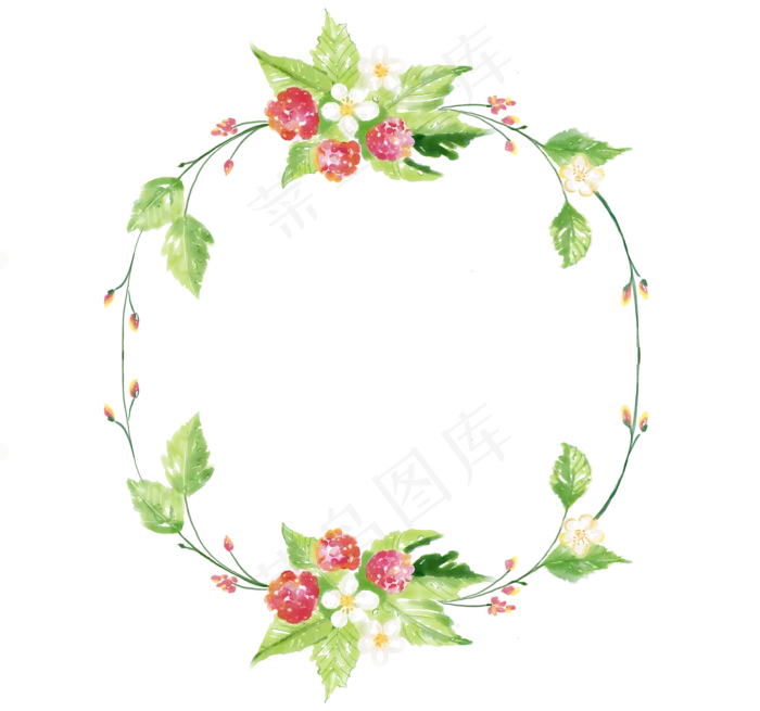 红莓草莓水彩小清新边框(2189X2048(DPI:72))psd模版下载