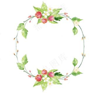 红莓草莓水彩小清新边框