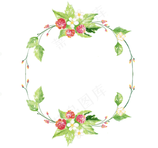 红莓草莓水彩小清新边框