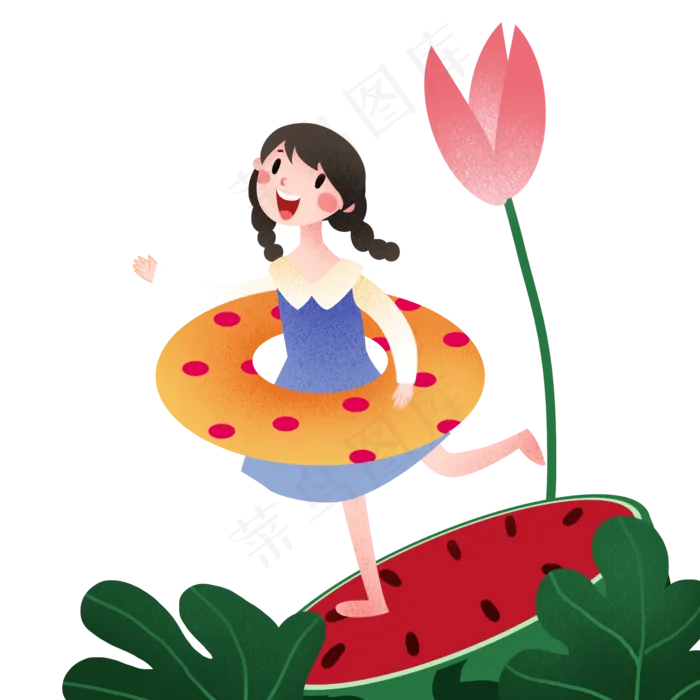 清新立夏游泳女孩