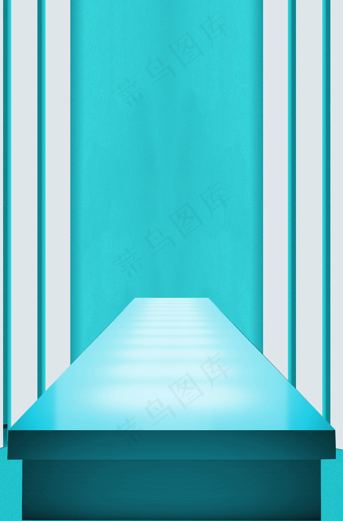 卡通绿色电商舞台背景