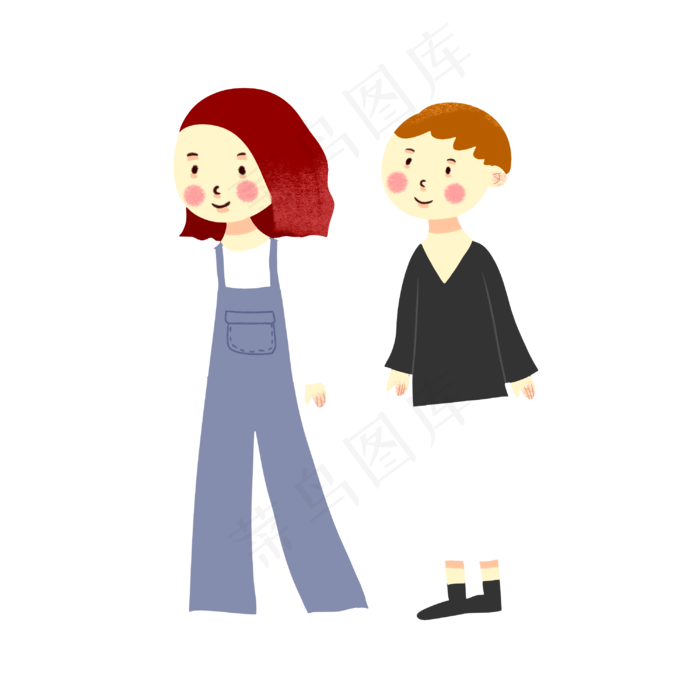 手绘卡通可爱少女闺蜜秋游(3000X3000(DPI:762))psd模版下载