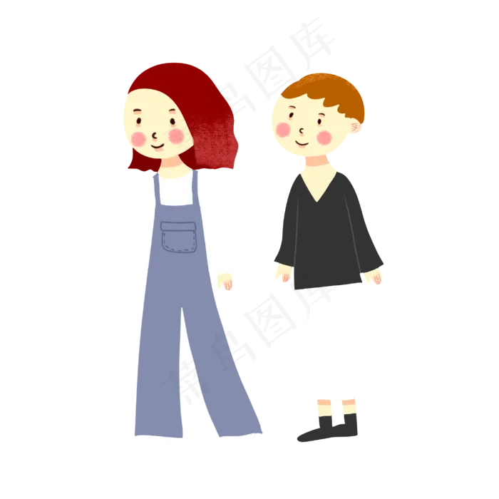 手绘卡通可爱少女闺蜜秋游(3000X3000(DPI:762))psd模版下载