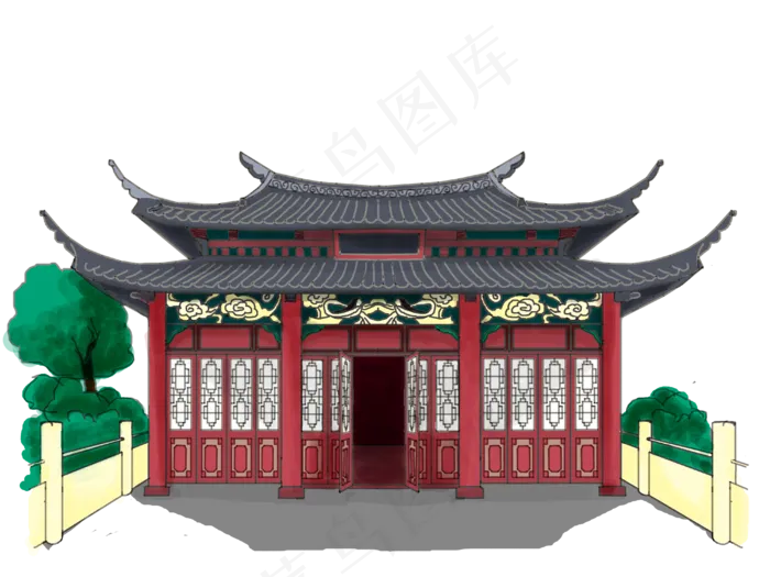 园林古建筑(4000X3000(DPI:300))psd模版下载