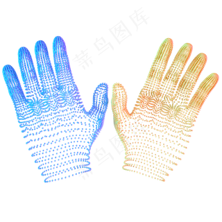 科技智能双手魔幻数据点状蓝色黄,免抠元素
