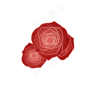 卡通火热的红玫瑰,免抠元素