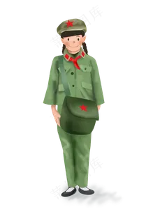 红色教育手绘儿童兵