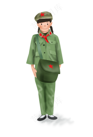 红色教育手绘儿童兵