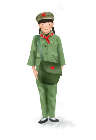 红色教育手绘儿童兵