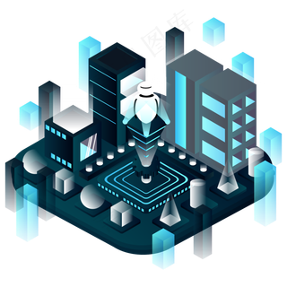 商用矢量2.5D风格人工智能科技元�,免抠元素