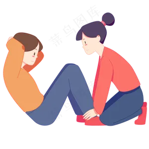 手绘女孩做运动健身