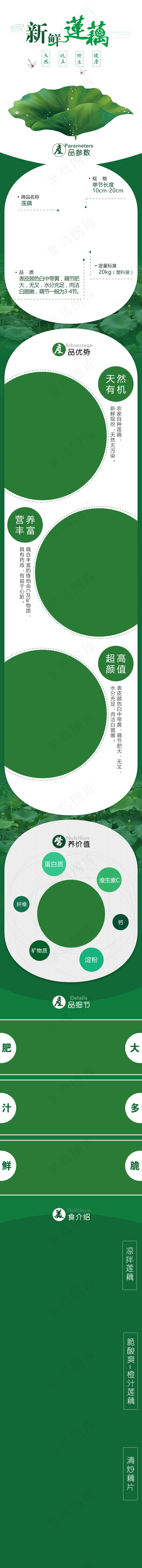 电商淘宝莲藕食品生鲜详情页(640*7056px)psd模版下载
