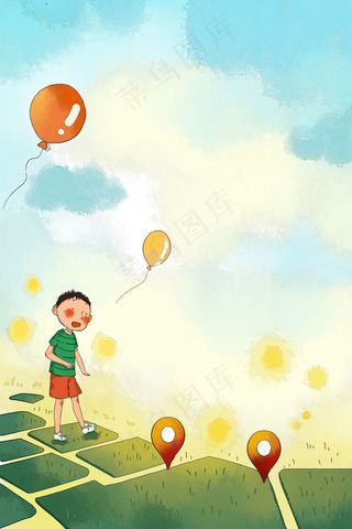 暖色调手绘风格夏天天空治愈配图