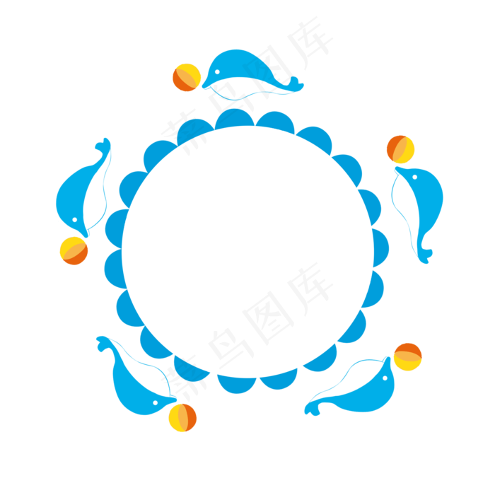儿童节海豚边框(2000X2000(DPI:300))psd模版下载