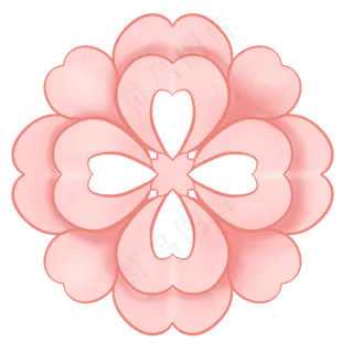 节日粉色边框立体剪纸花,免抠元素