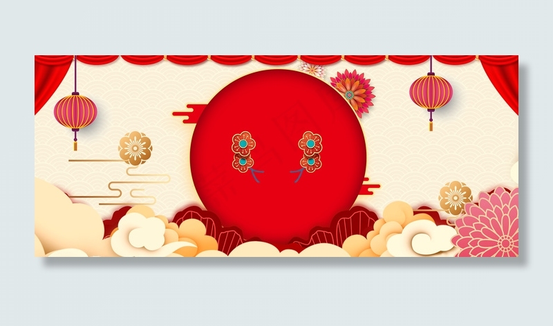 剪纸风猪年喜庆春节中国风背景